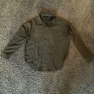 Forever 21 army green button up long sleeve shirt, size small